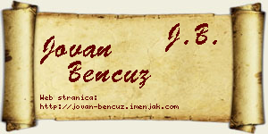 Jovan Bencuz vizit kartica